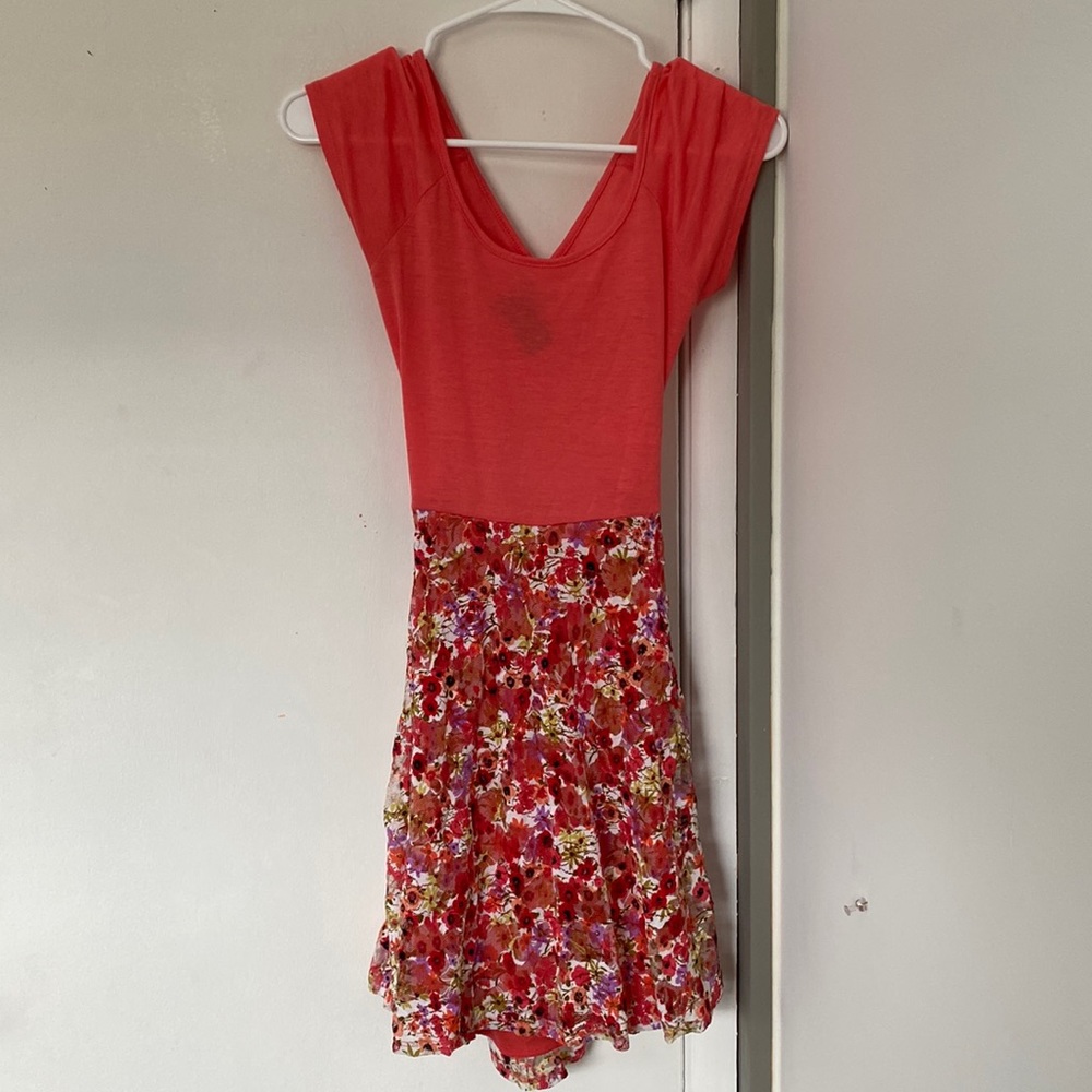 XS Dress floral bottom with slip waist down. Cross back
